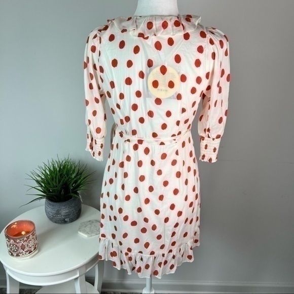 Rixo womens Polka Dot Puff Sleeve Ruffle Wrap Dress size XS - Picture 11 of 13